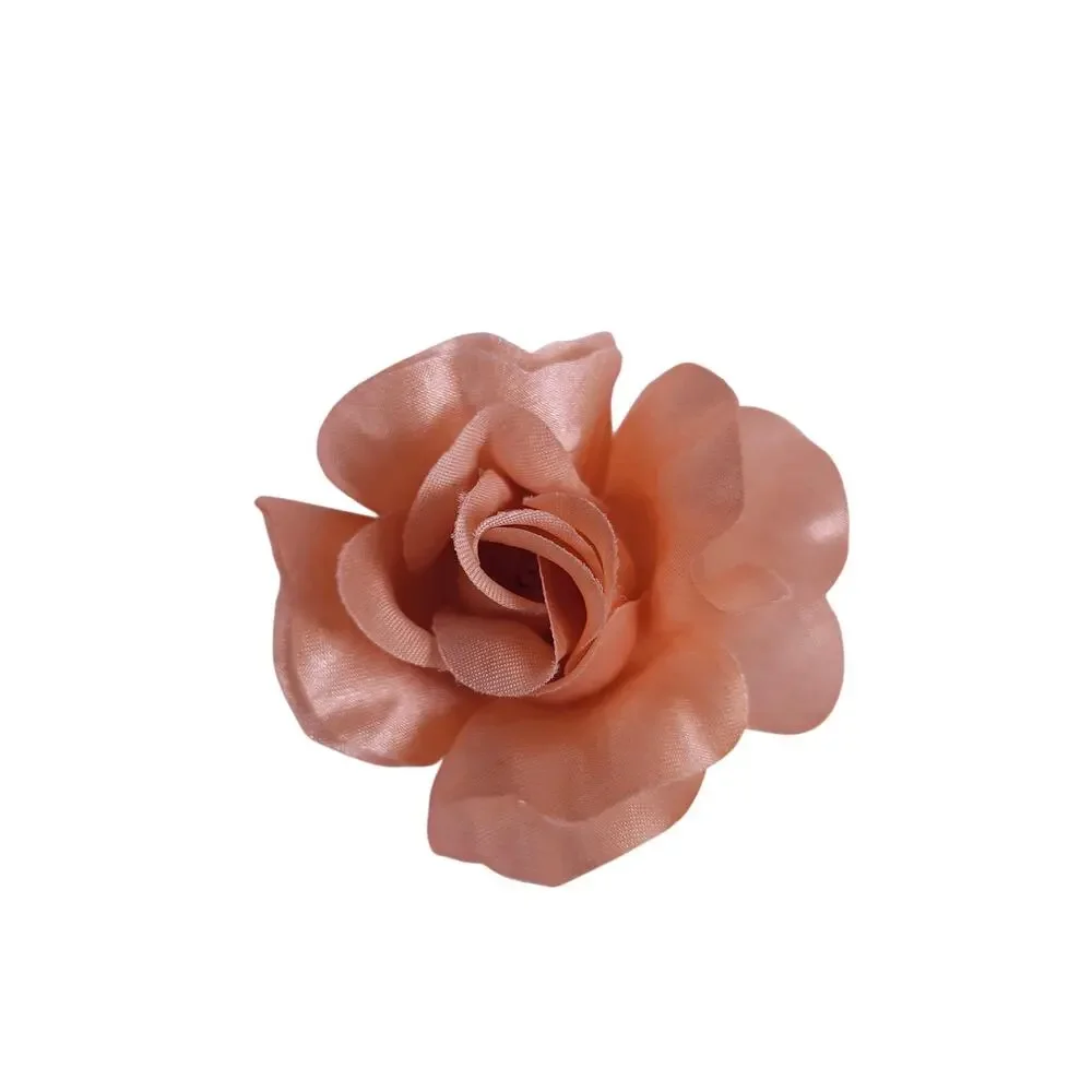 25 Peach Orange Satin Rose Heads Stemless Wedding Floral Craft DIY 2.5in Flowers